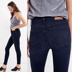MADEWELL 9" Mid-Rise Ankle Cropped Skinny Jeans in Cold Dark Denim Leggings 27